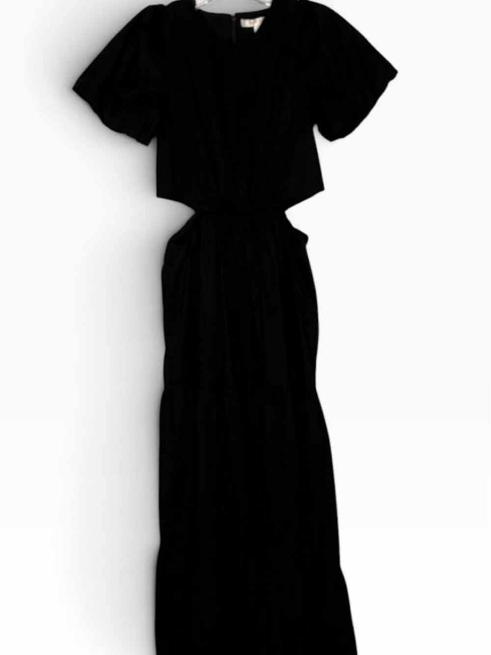 WAYF Plaza Cut-Out Tiered Maxi Dress — Black